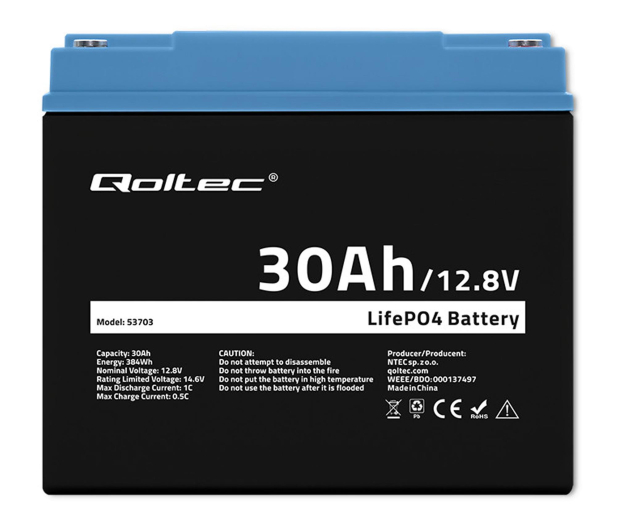 Qoltec Akumulator LiFePO4 12.8V/30Ah/384Wh - 1324559 - zdjęcie 2